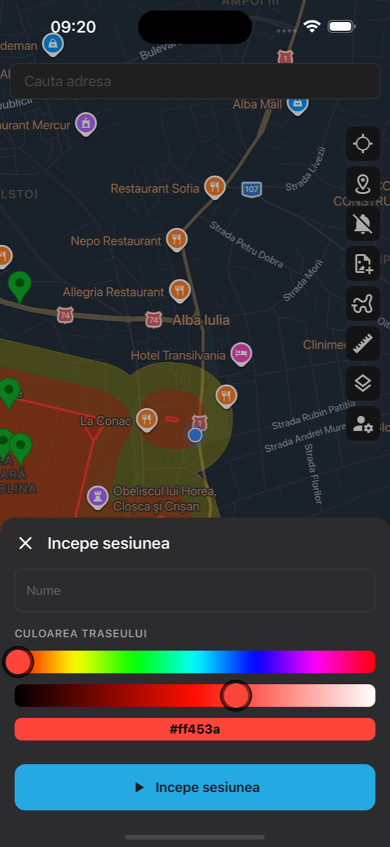 Start tracking session dialog